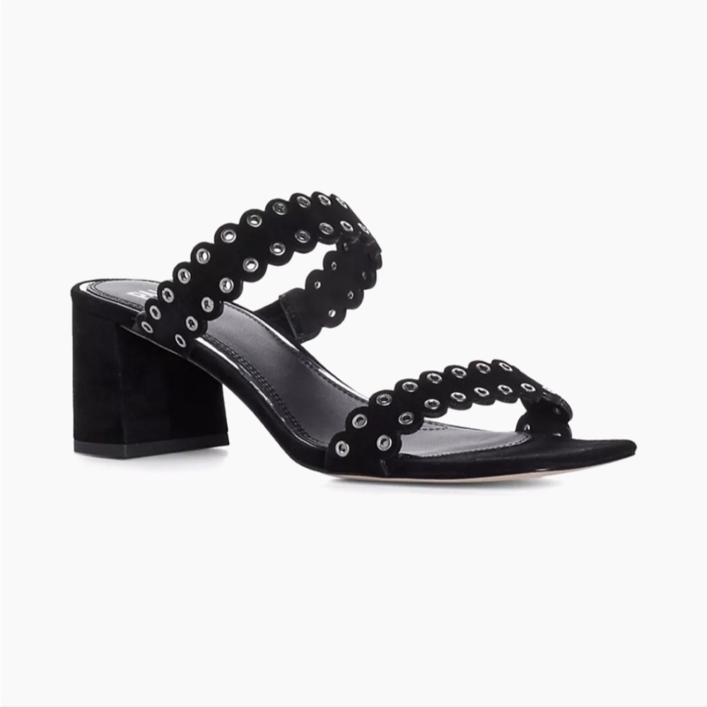 PAIGE Viera Grommet Suede Slide On 
Heeled Sandals‎ 9.5 Black